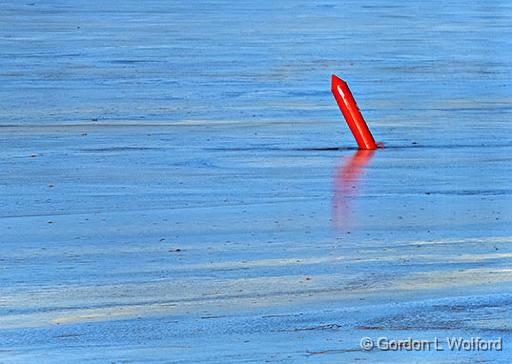 Red Channel Marker Locked In Blue Ice_DSCF5666.jpg - Photographed along the Rideau Canal Waterway at Smiths Falls, Ontario, Canada.